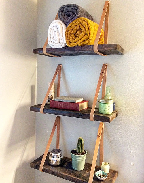 shelf leather strap set-